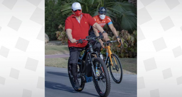 His Majesty King Hamad pictured cycling in Bahrain